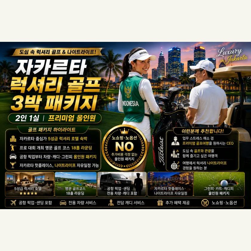 자카르타 럭셔리 골프 3박3색 2인1실 패키지