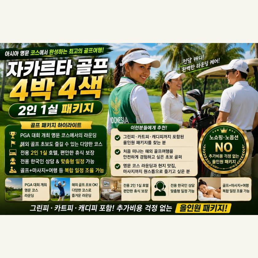 자카르타 골프 4박4색 2인1실 패키지